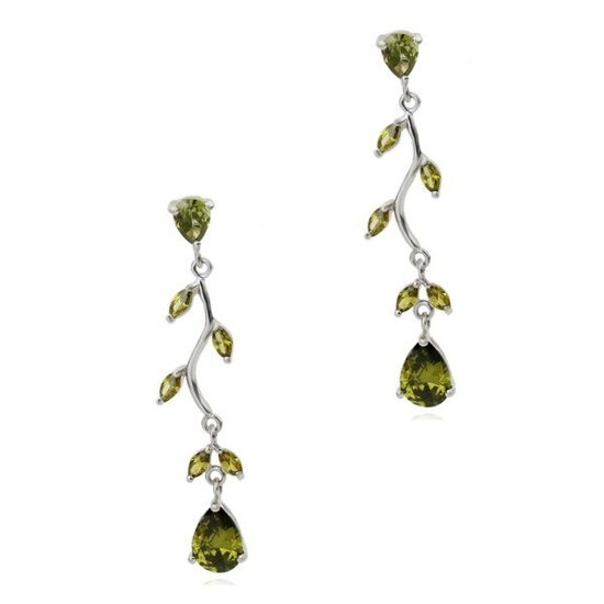 Kol 599/660 KOLCZYKI z oliwkowymi łezkami, długie i Piękne, srebrne