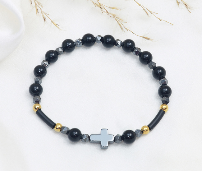 bransoletka różaniec czarny onyks 1888/5