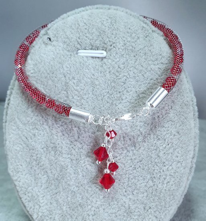 1208 Bransoletka srebrna z kryształkami SWAROVSKI ELEMENTS czerwona