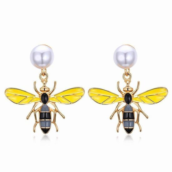 Kol 599/801 KOLCZYKI  pszczoły, pokryte emalią