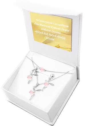 1074/3 komplet Swarovski Elements elfiki srebro 925 prezent na komunię urodziny
