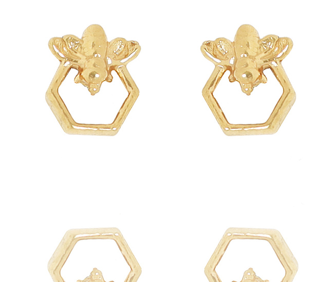 1384/5 Kolczyki srebrne 925 pozłacane pszczółki plaster miodu