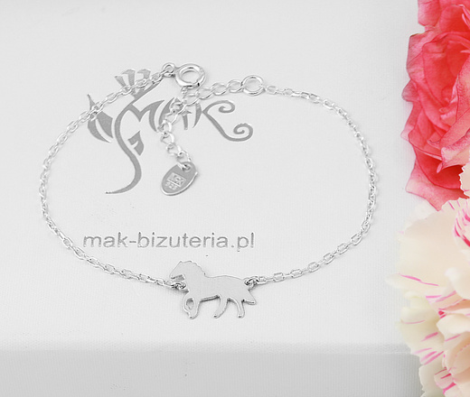 1636/3 bransoletka personalizowana srebro 925 z grawerem konik koń