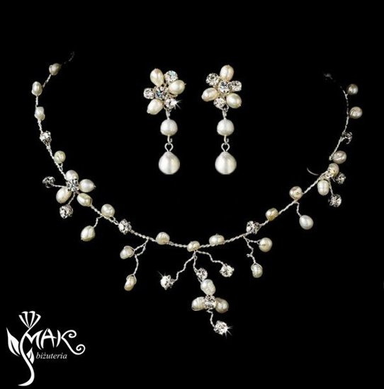 KPL662 KOMPLET BIŻUTERIA ŚLUBNA POSREBRZANA