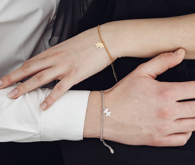 bransoletki dla pary puzzle z grawerunkiem 1752/6 stalowa