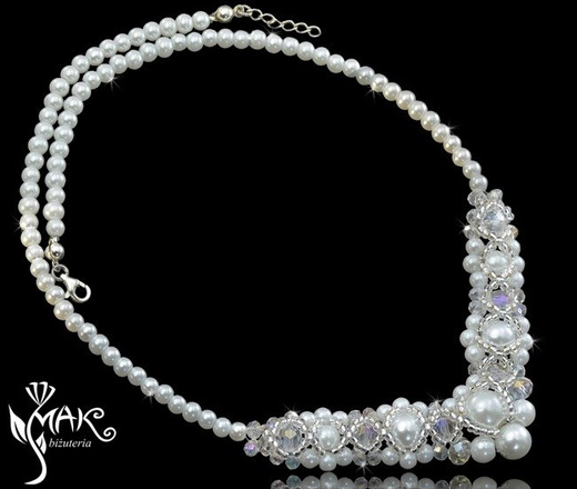 KOL431 KOLCZYKI PEREŁKI, KRYSZTAŁY kolczyki na ślub, kolczyki ślubne