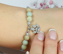 1740 miętowa bransoletka z łapką z grawerem i amazonitem