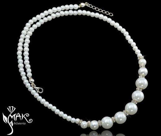 KPL430 PIĘKNY KOMPLET PEREŁKI + PUDEŁKO biżuteria ślubna, biżuteria na ślub