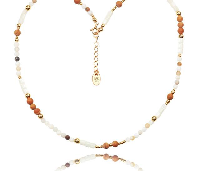 1373/4 naszyjnik srebrny 925 pozłacany z kamieniami naturalnymi