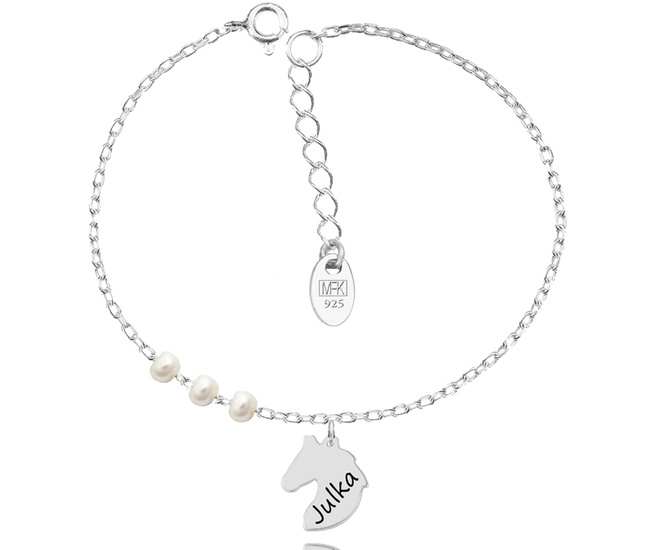 1446 bransoletka grawerowana na łańcuszku konik