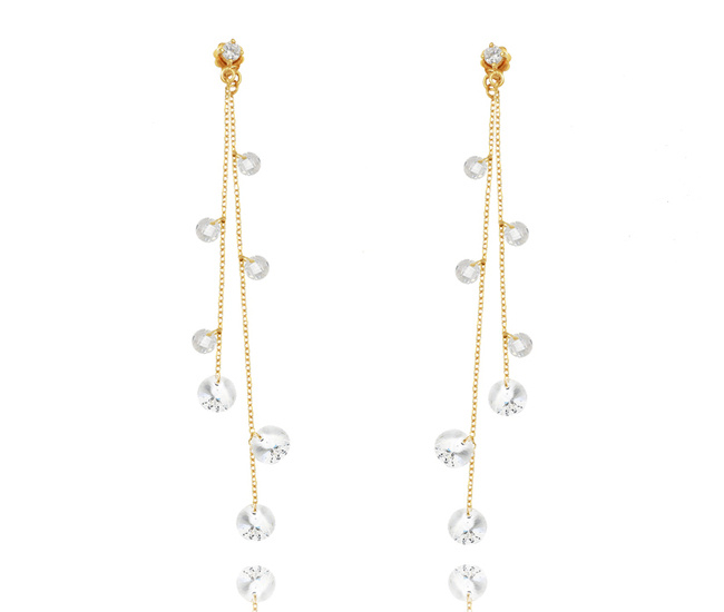 1388 kolczyki srebrne 925 pozłacane z kryształkami