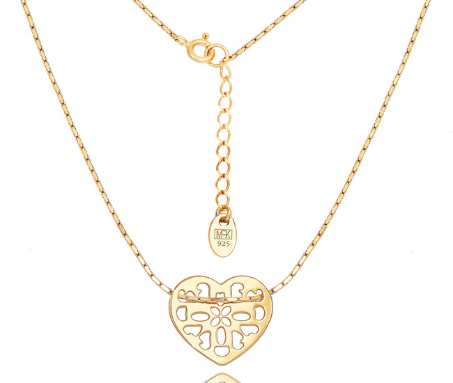 1319 naszyjnik z sercem srebrny 925 pozłacany z grawerem