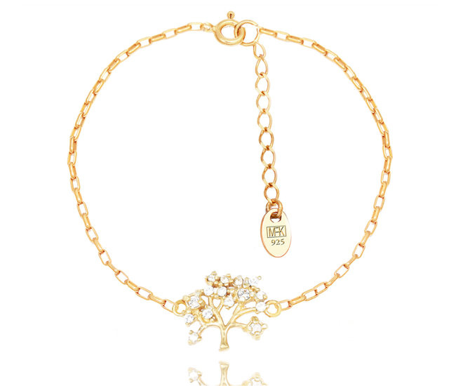 1383/8 bransoletka srebrna 925 pozłacana z drzewkiem