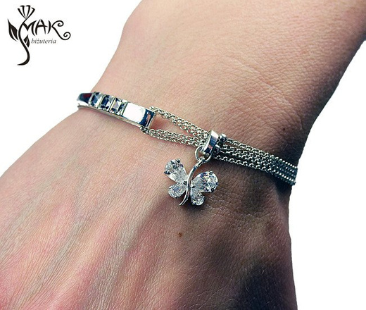 BR642 BRANSOLETKA Z GRAWEREM SREBRO 925 SWAROVSKI EL.