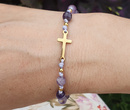 1671/3 bransoletka różaniec z ametystem pozłacana