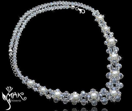 BR436 BRANSOLETKA PEREŁKI SZKLANE - KRYSZTAŁY - ŚLUB