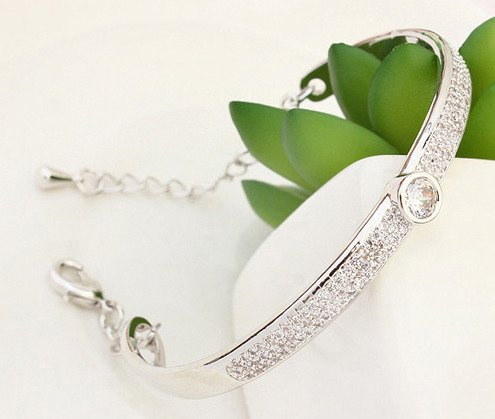 BR599/421 srebrna, CYRKONIE BRANSOLETKA