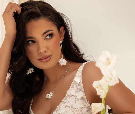 1653 kolczyki srebrne 925 z kryształkami kwiatuszki ślubne