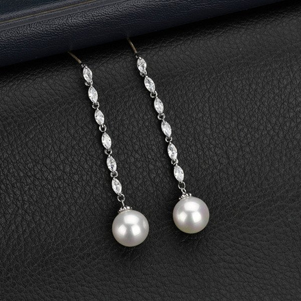 KOL 599/865 KOLCZYKI srebrne wysadzane cyrkoniami z perłą