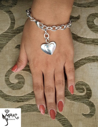 BR716 BRANSOLETKA serduszka gruby łańcuch grawer