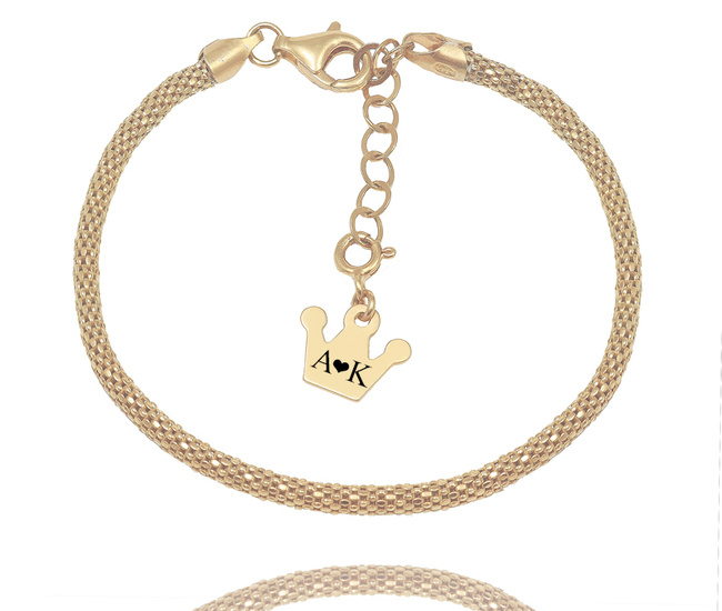 1580 bransoletka srebrna 925 pozłacana gładka z grawerem