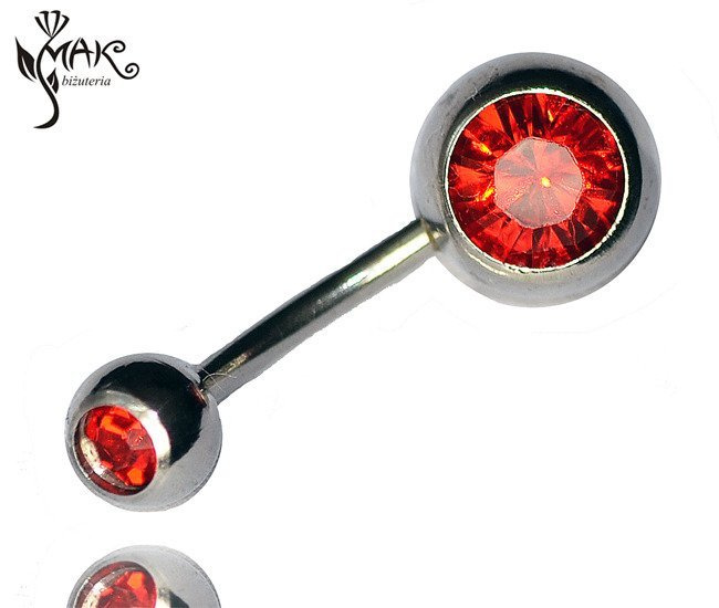 KOL743  KOLCZYK DO PĘKPKA  STAL CZERWONY