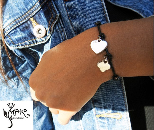 BR827 BRANSOLETKA z grawerem na sznureczku solidne zawieszki