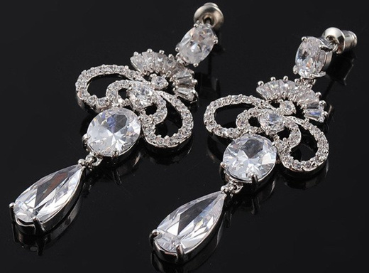 Kol 655/5 KOLCZYKI ślubne, cyrkonie długie