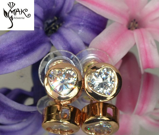 Kol 686/8 KOLCZYKI kryształy różowe złoto crystal serce