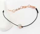 Br 599/647 BRANSOLETKA czarny sznureczek z krystaliczną cyrkonią, różowe złoto