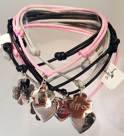 1149 bransoletki dla przyjaciół pary na sznureczku z grawerem koniczynka