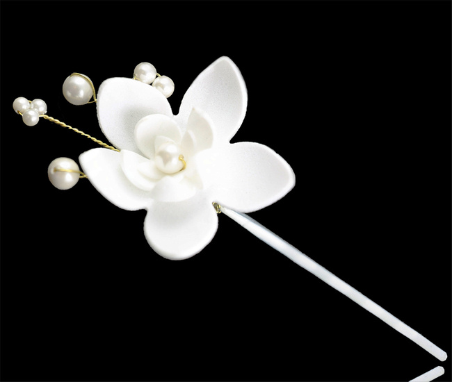 1518 Wsuwka do włosów z perełkami i kwiatuszkiem duża