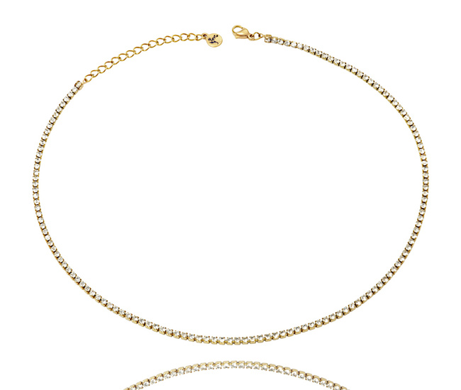 pozłacany naszyjnik ślubny choker z cyrkoniami 1816/9