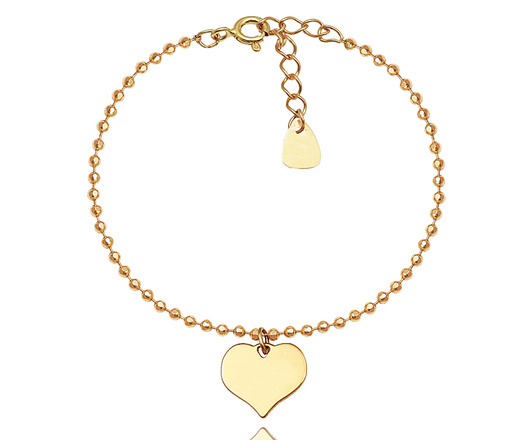 1641/2 bransoletka grawerowana srebro 925 pozłacane kuleczki serce