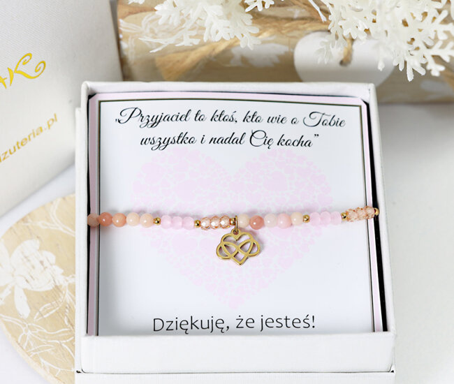 1701/3 bransoletka złocona z grawerem i kamieniami naturalnymi dla przyjaciółki