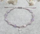 1571/4 bransoletka różaniec z ametystem lawendowym srebro 925