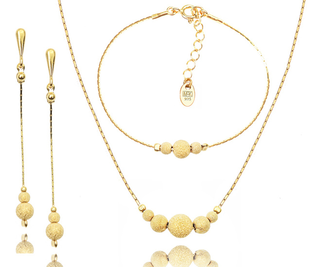 1306/2 komplet srebrny 925 pozłacany z kuleczkami