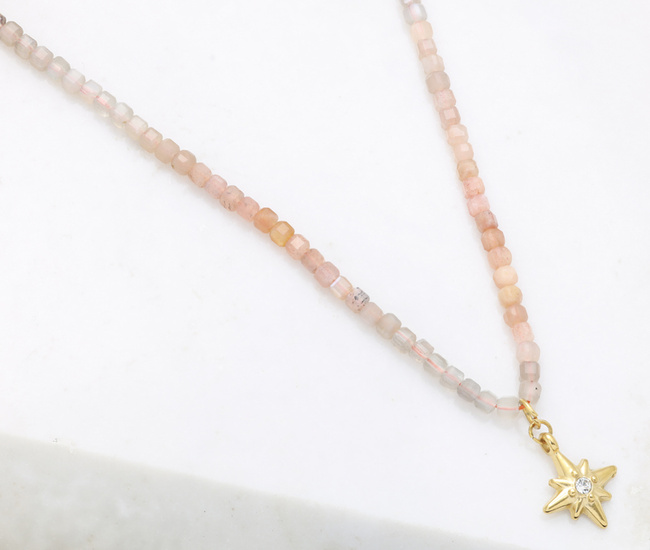 Naszyjnik z gwiazdką i kamieniami naturalnymi (kamień słoneczny) 1799/12