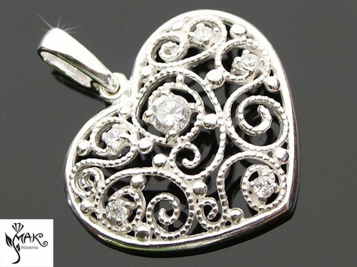 W252 WISIOREK SREBRO ażurowe serca DUŻE