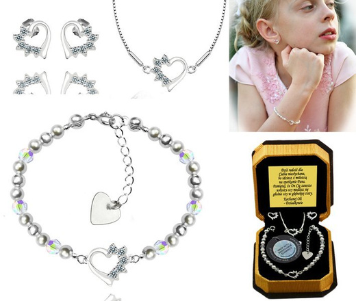 927/7 komplet Swarovski Elements srebro 925 urodziny komunia