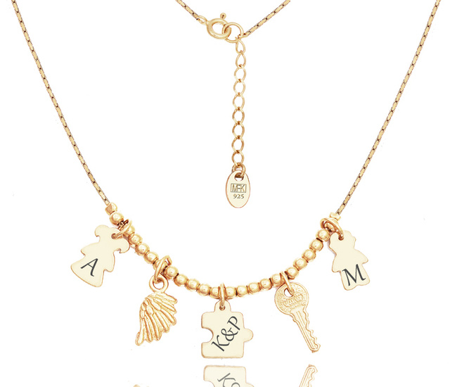 1329 naszyjnik z zawieszkami srebrny 925 pozłacany z grawerem