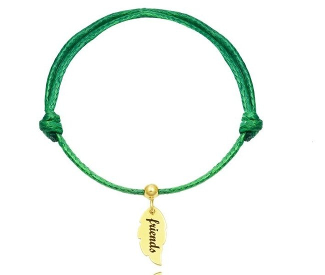 1114  BRANSOLETKA Z GRAWEREM złota na sznureczku dowolna zawieszka