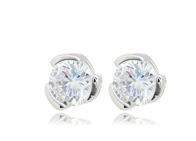 Kol 599/637 kolczyki srebrne wysadzane krystalicznymi cyrkoniami, wkrętki