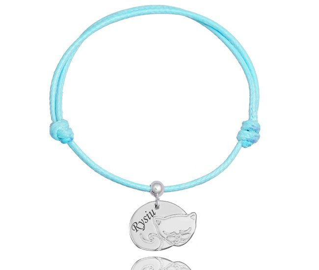 BR1205 BRANSOLETKA Z GRAWEREM, SREBRO 925 Kotek kłębek