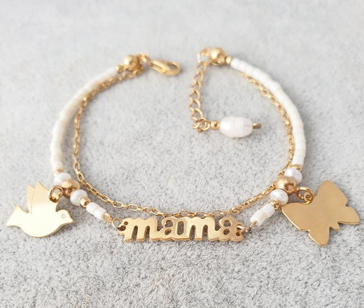 1274/1 bransoletka srebro 925 pozłacane Mama dla mamy z grawerem