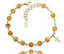 1737/5 złocona bransoletka różaniec z bursztynem