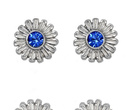 480/141 kolczyki srebrne kwiatuszki z chabrową / niebieską cyrkonią