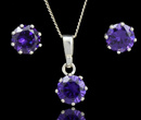 480/87 komplet srebrny okrągłe z fioletowymi cyrkoniami