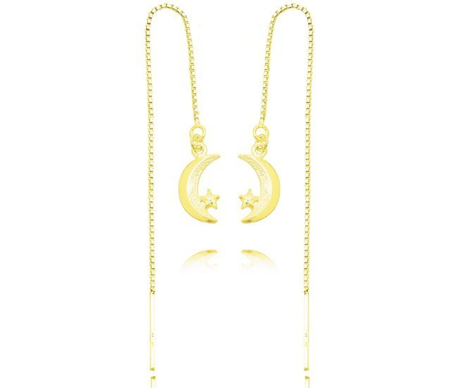 1248 kolczyki przeciągane księżyce 925 pozłacane