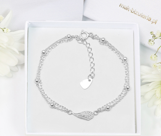 1712 bransoletka s.925 podwójna skrzydło anioła